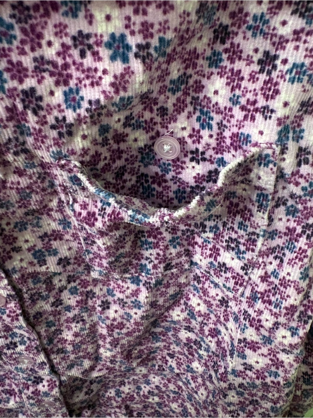 Cottagecore 90s Basic Editions Pink and Purple Floral Button-Up Top - Picture 4 of 4